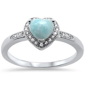 natural larimar heart shape  ring